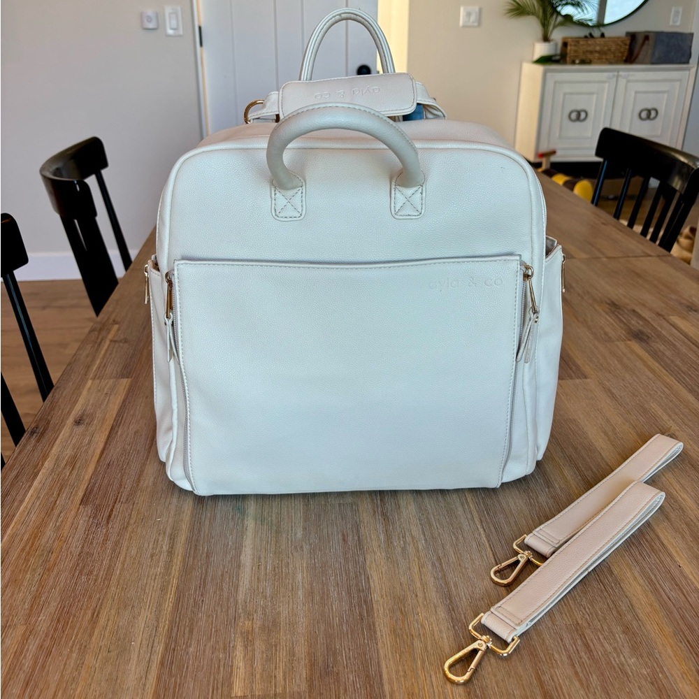 Cream Women’s Leather Backpack Tote